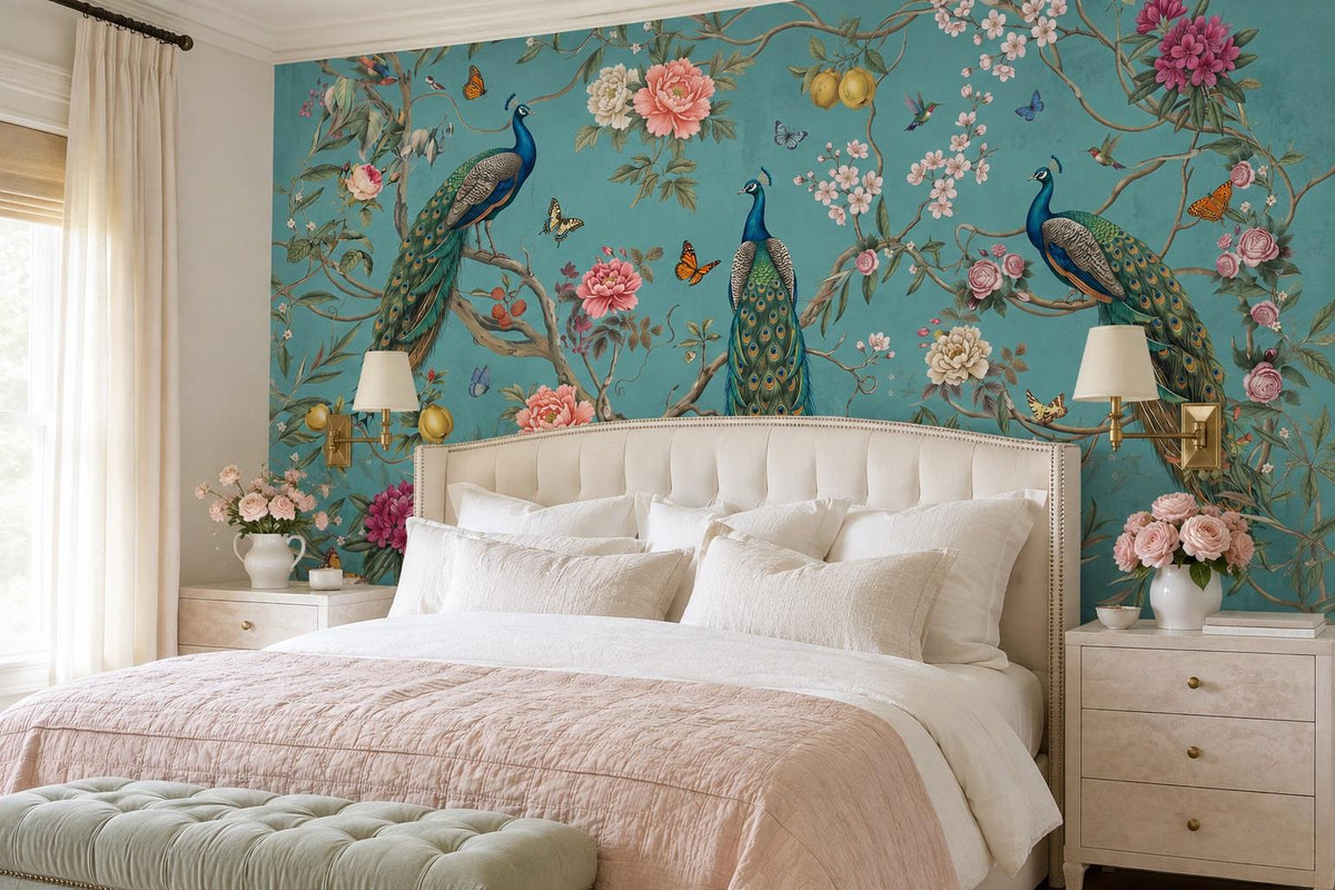custom botanical neutral bedroom self adhesive removable non woven vinyl wallpap scene