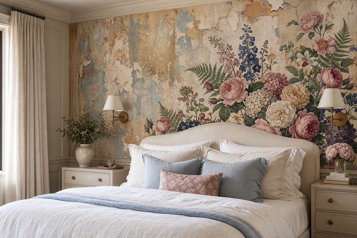 custom botanical neutral bedroom self adhesive removable non woven vinyl wallpap scene