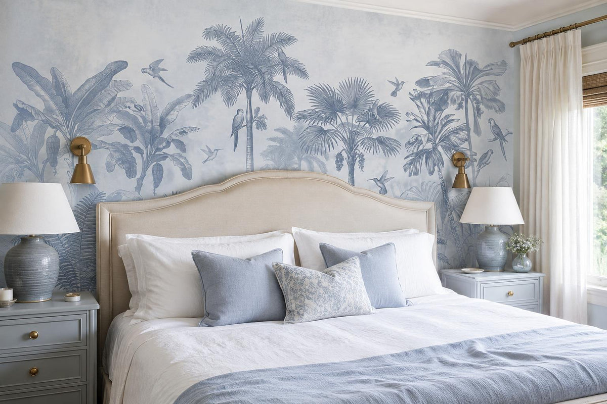custom botanical neutral bedroom self adhesive removable non woven vinyl wallpap scene