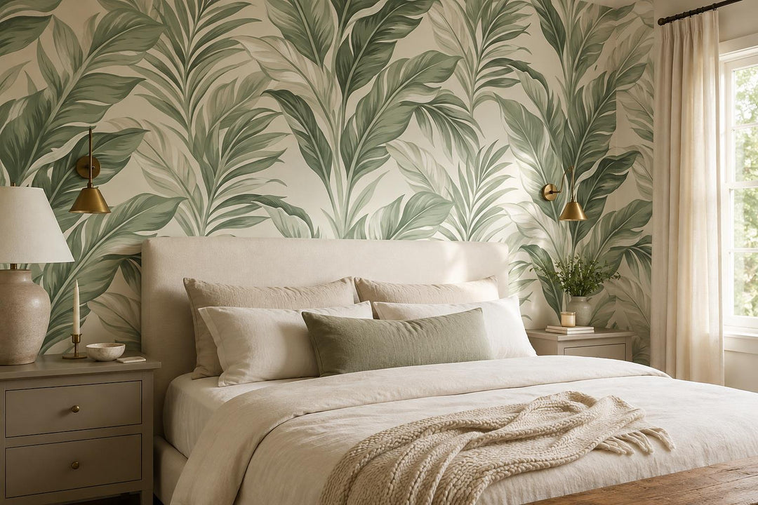 custom botanical neutral bedroom self adhesive removable non woven vinyl wallpap scene