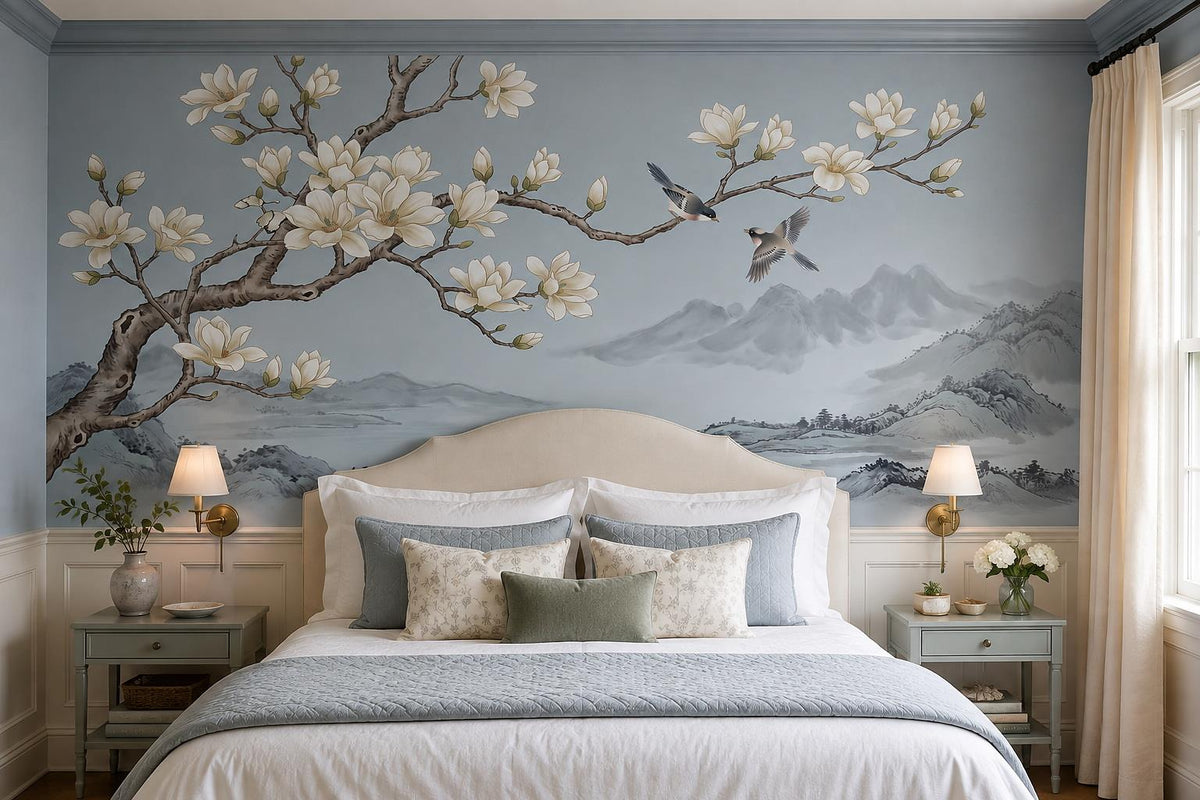 custom botanical neutral bedroom self adhesive removable non woven vinyl wallpap scene