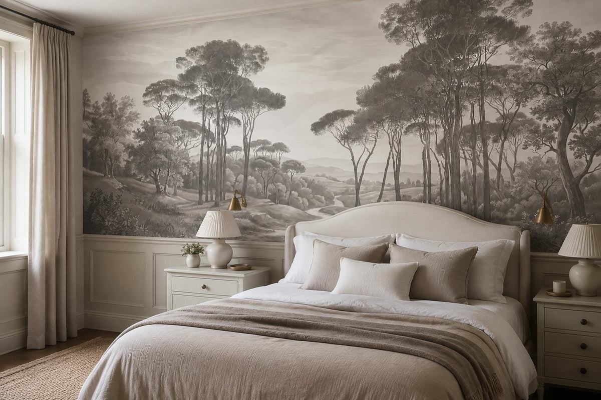 custom botanical neutral bedroom self adhesive removable non woven vinyl wallpap scene