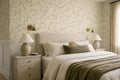 Beige Looping Faces Line-Art Wallpaper Mural