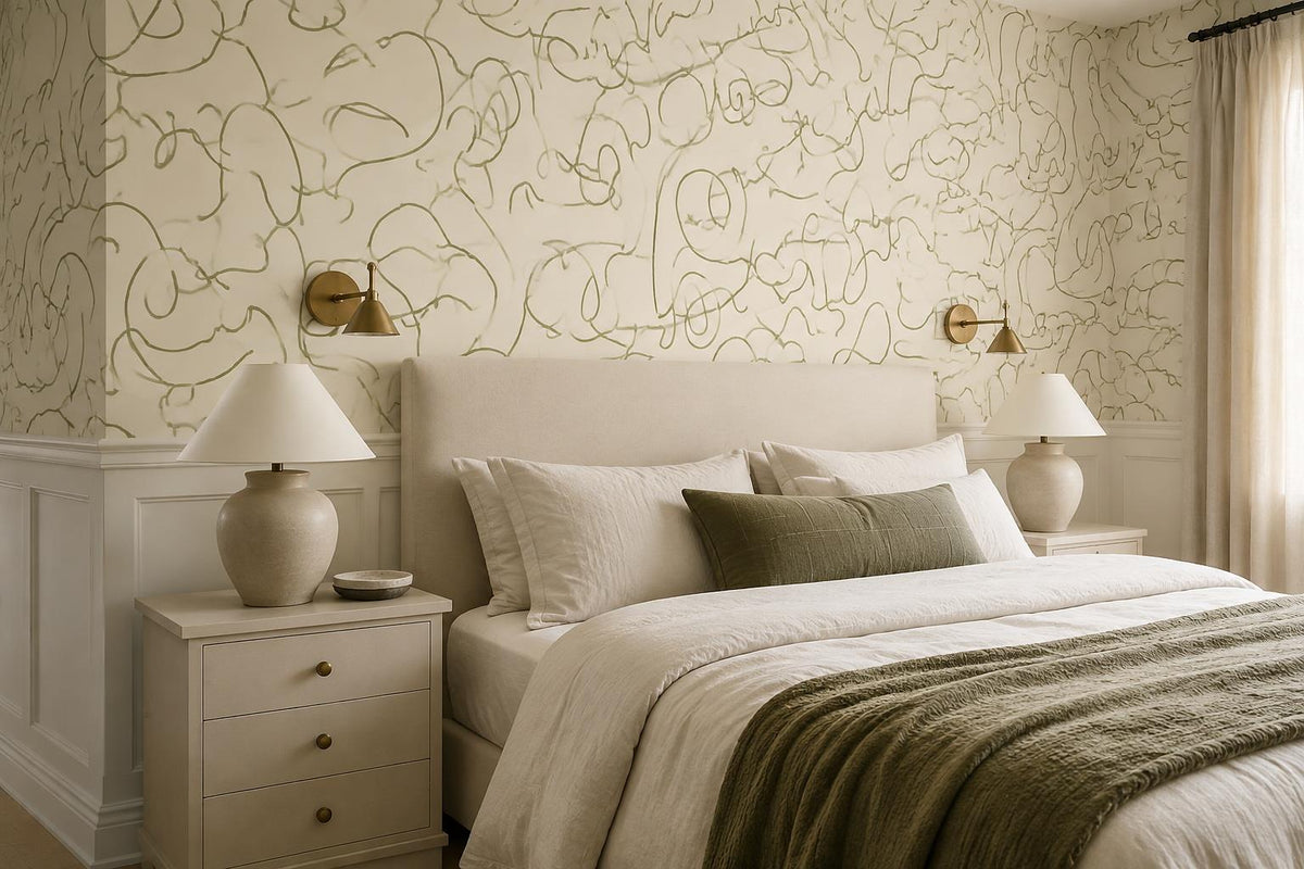 custom botanical neutral bedroom self adhesive removable non woven vinyl wallpap scene
