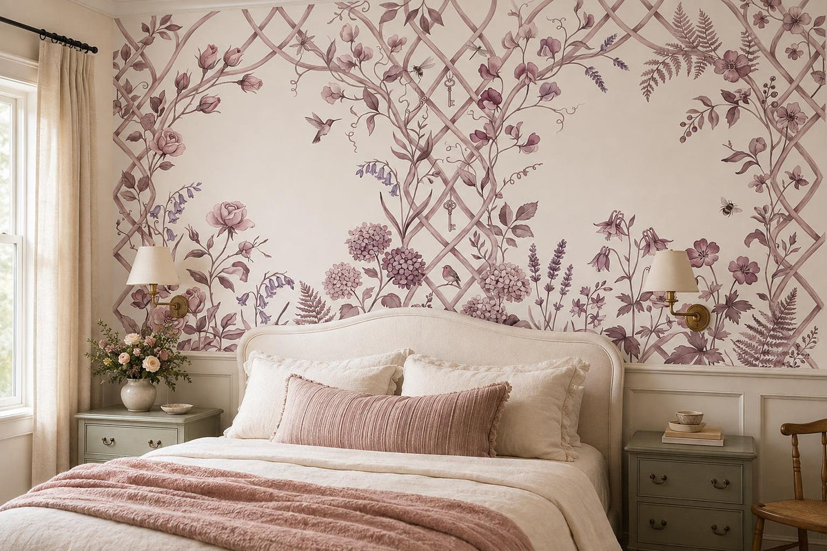 custom botanical neutral bedroom self adhesive removable non woven vinyl wallpap scene