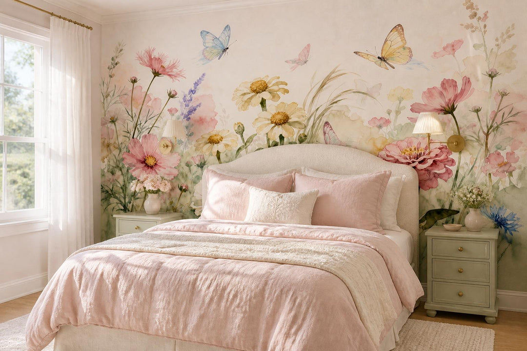 custom botanical neutral bedroom self adhesive removable non woven vinyl wallpap scene
