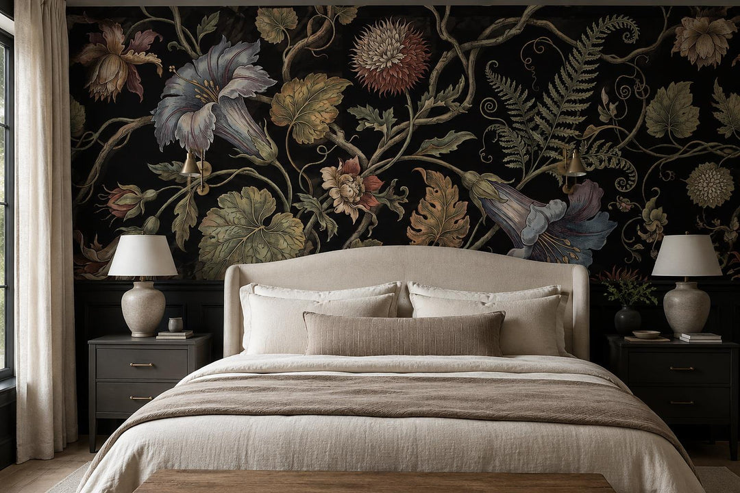 custom botanical neutral bedroom self adhesive removable non woven vinyl wallpap scene