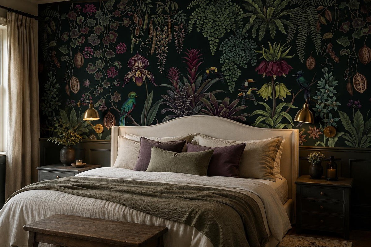 custom botanical neutral bedroom self adhesive removable non woven vinyl wallpap scene