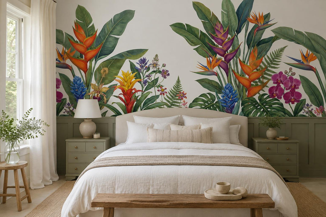 custom botanical neutral bedroom self adhesive removable non woven vinyl wallpap scene