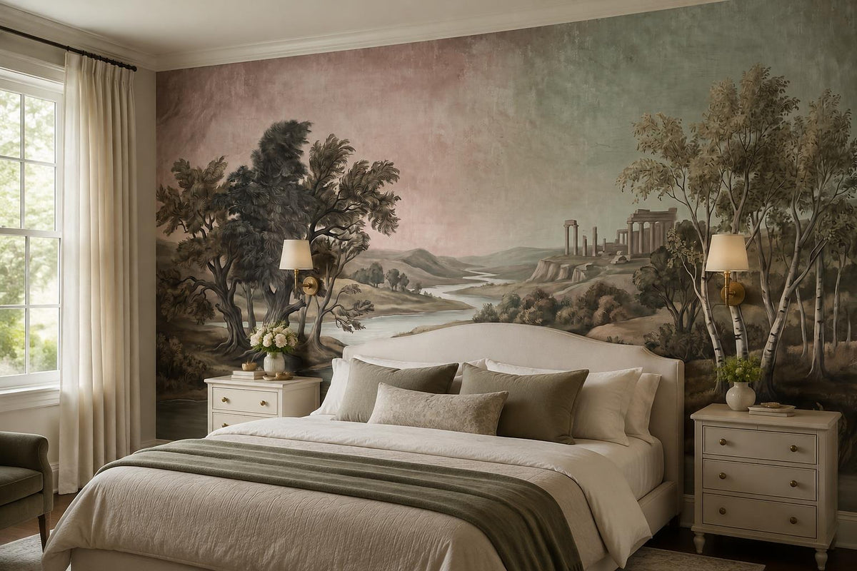 custom botanical neutral bedroom self adhesive removable non woven vinyl wallpap scene