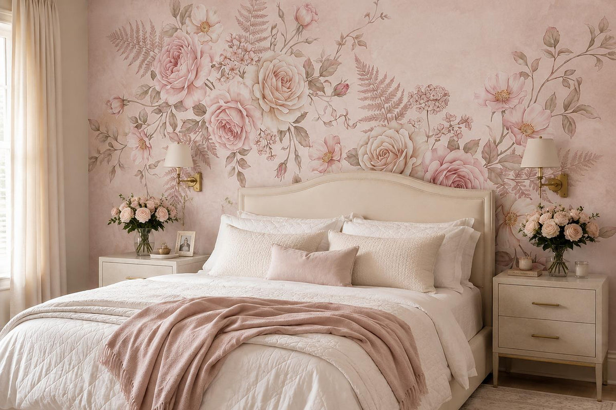 custom botanical neutral bedroom self adhesive removable non woven vinyl wallpap scene