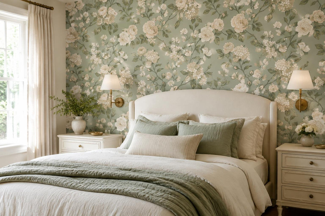 custom botanical neutral bedroom self adhesive removable non woven vinyl wallpap scene