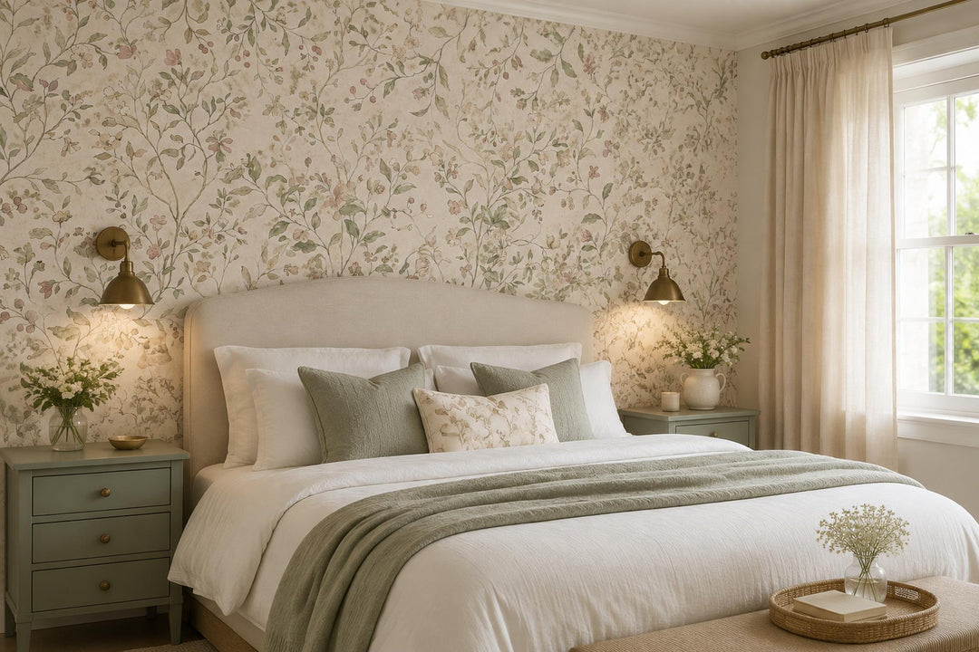 custom botanical neutral bedroom stick on removable non woven vinyl wallpaper mu scene