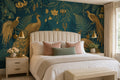 Teal Gold Peacocks Wallpaper Mural