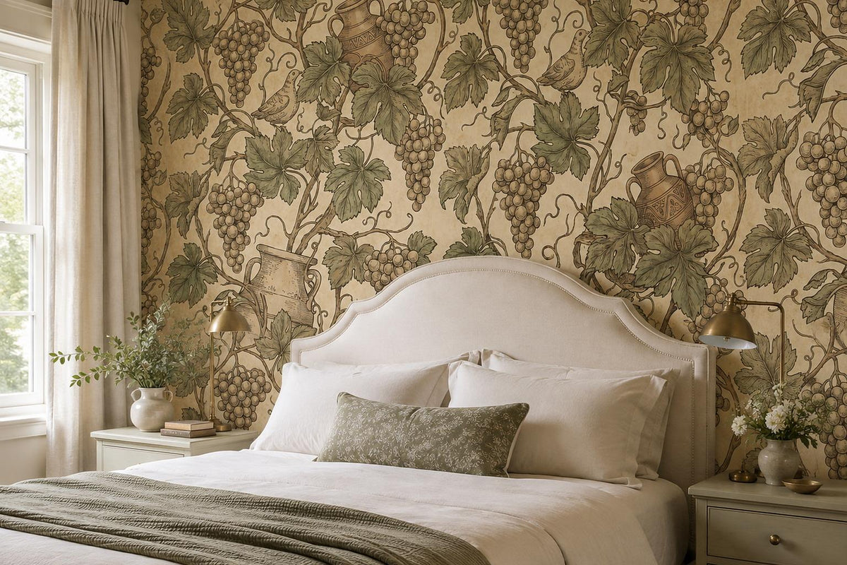 custom botanical neutral bedroom stick on removable non woven vinyl wallpaper mu scene