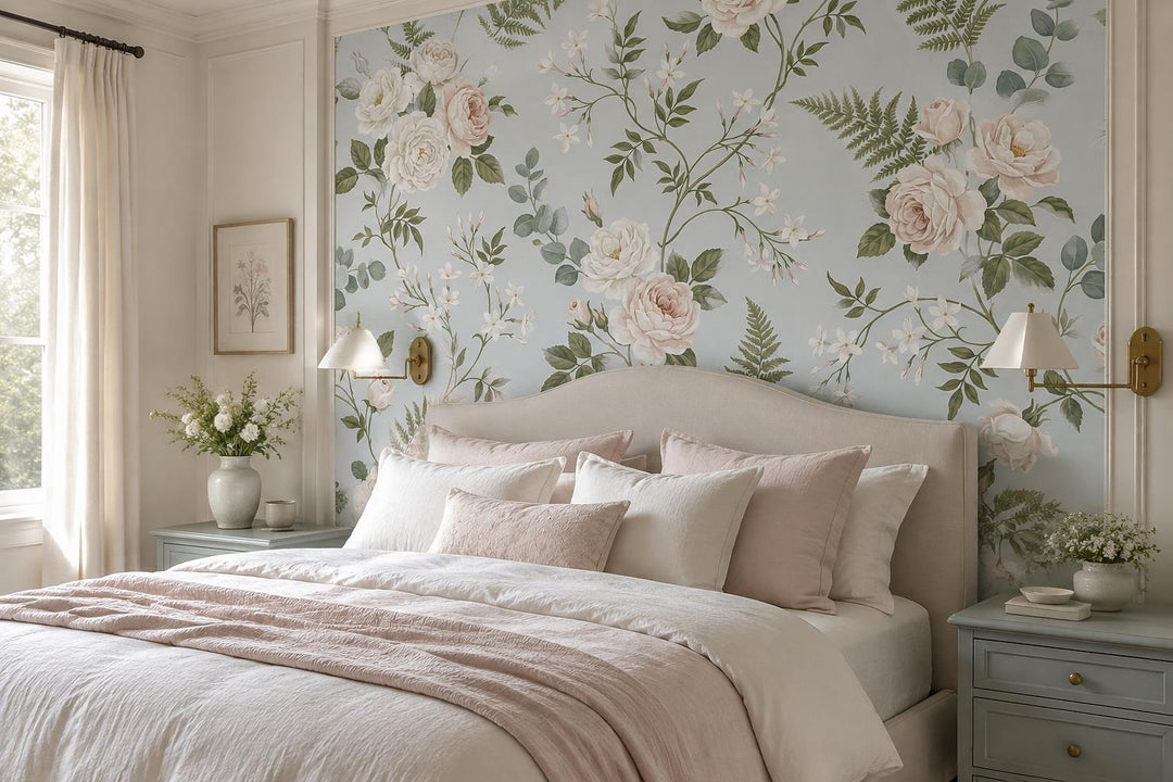 custom botanical neutral bedroom stick on removable non woven vinyl wallpaper mu scene