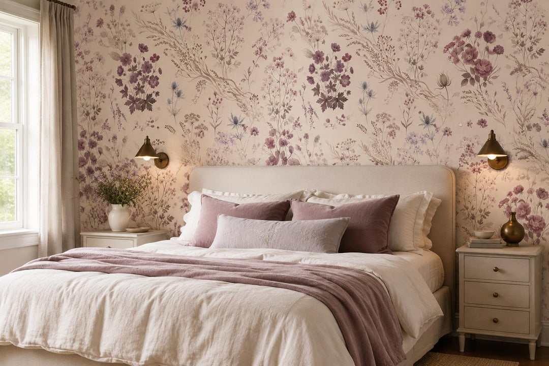 custom botanical neutral bedroom stick on removable non woven vinyl wallpaper mu scene