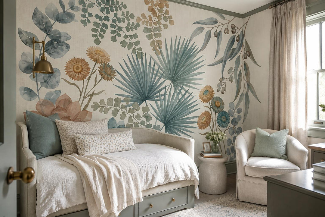 custom botanical neutral bedroom stick on removable non woven vinyl wallpaper mu scene