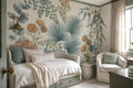 Sage Green Fan Leaves Botanical Wallpaper Mural