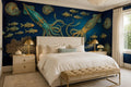 Navy Squid & Small Fish Underwater Wallpaper Mural