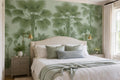 Sage Green Layered Fan Palms Wallpaper Mural