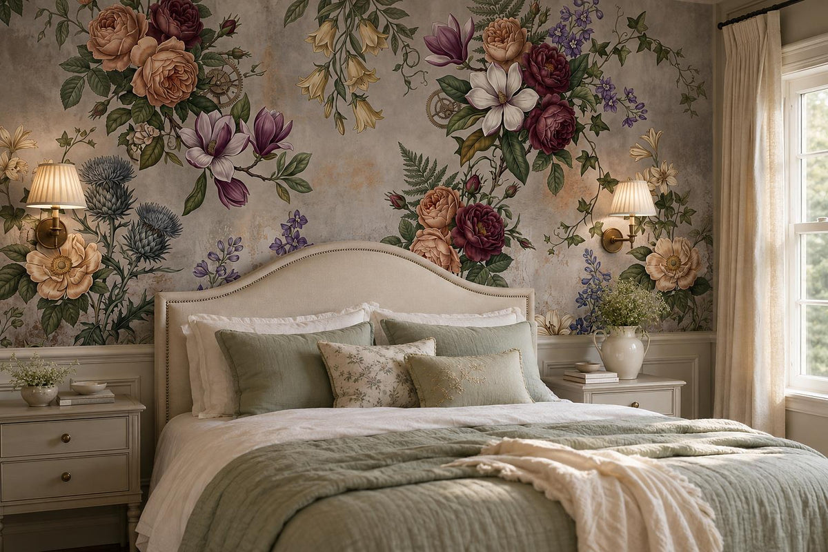 custom botanical neutral bedroom stick on removable non woven vinyl wallpaper mu scene
