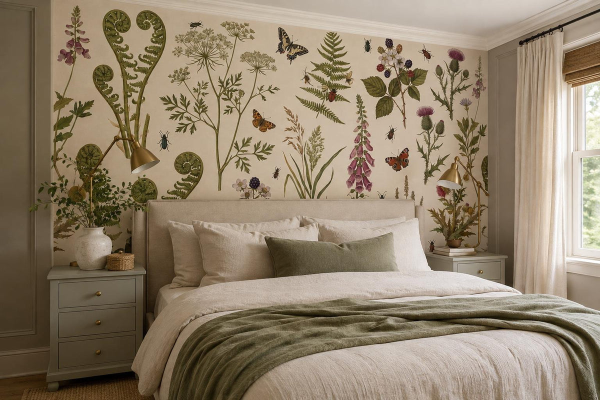 custom botanical neutral bedroom stick on removable non woven vinyl wallpaper mu scene