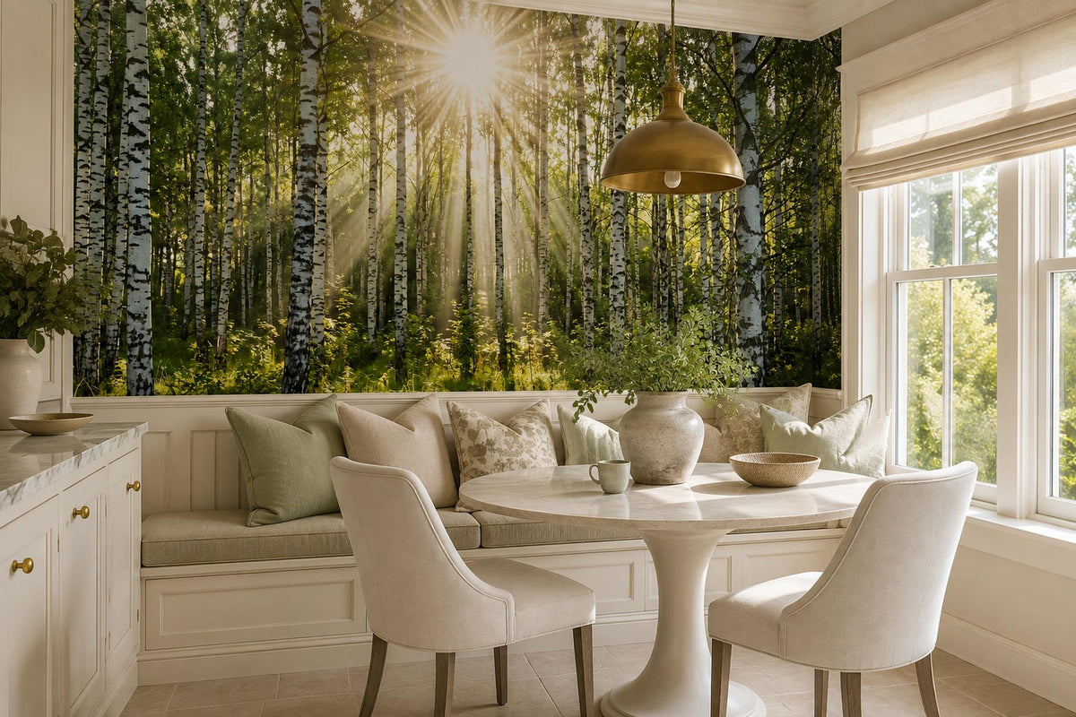 custom botanical neutral dining room peel and stick removable non woven vinyl wa scene