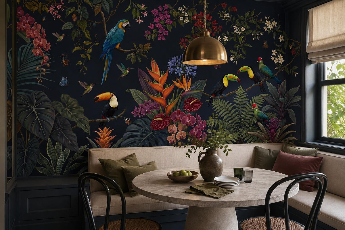 custom botanical neutral dining room peel and stick removable non woven vinyl wa scene