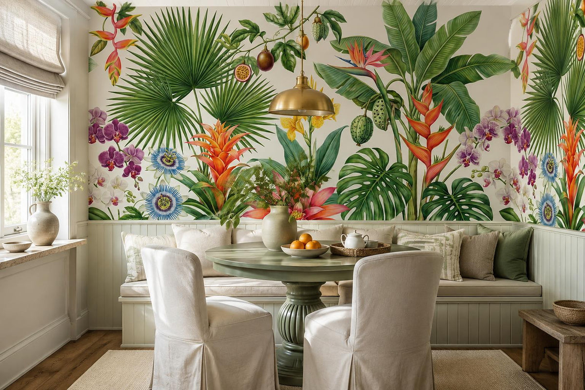 custom botanical neutral dining room peel and stick removable non woven vinyl wa scene
