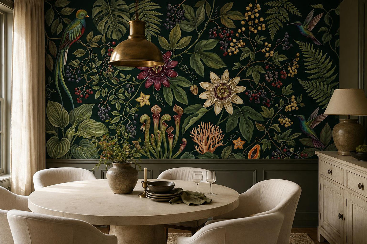 custom botanical neutral dining room peel and stick removable non woven vinyl wa scene