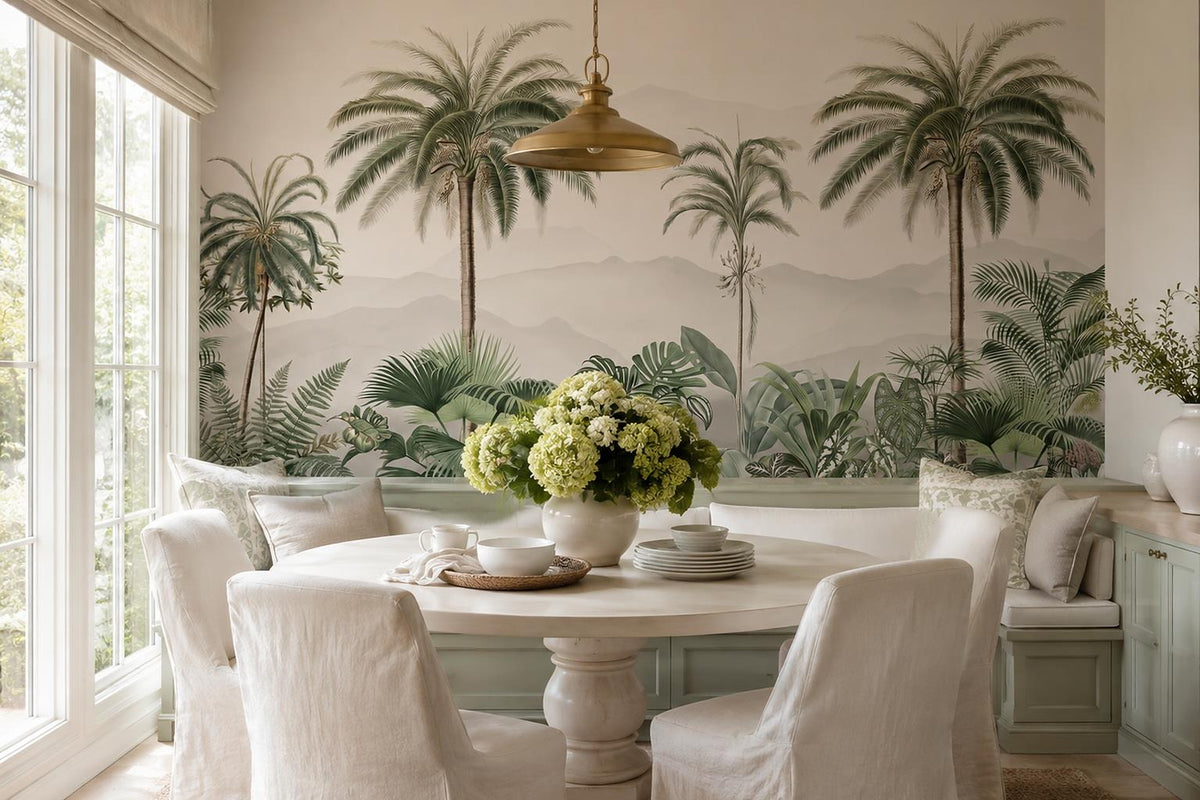 custom botanical neutral dining room peel and stick removable non woven vinyl wa scene