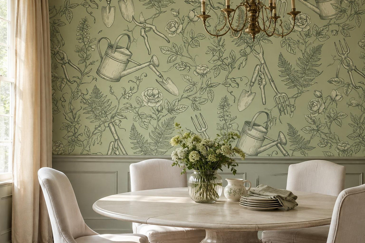 custom botanical neutral dining room peel and stick removable non woven vinyl wa scene