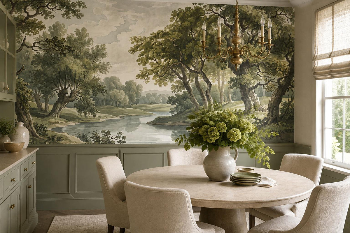custom botanical neutral dining room peel and stick removable non woven vinyl wa scene