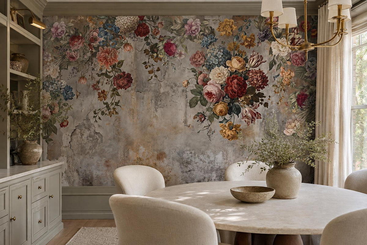 custom botanical neutral dining room peel and stick removable non woven vinyl wa scene