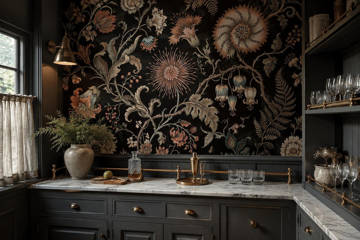 custom botanical neutral dining room peel and stick removable non woven vinyl wa scene