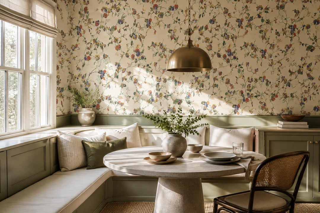 custom botanical neutral dining room peel and stick removable non woven vinyl wa scene
