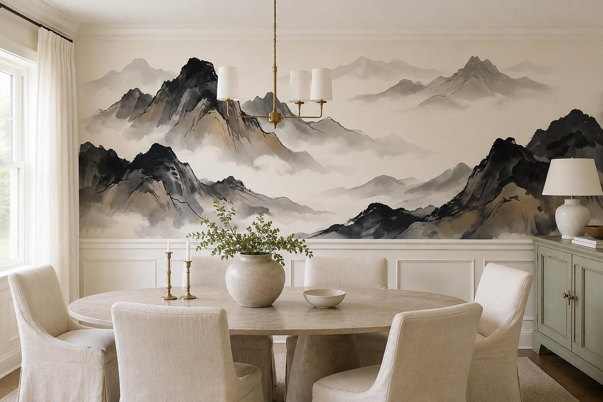 custom botanical neutral dining room peel and stick removable non woven vinyl wa scene