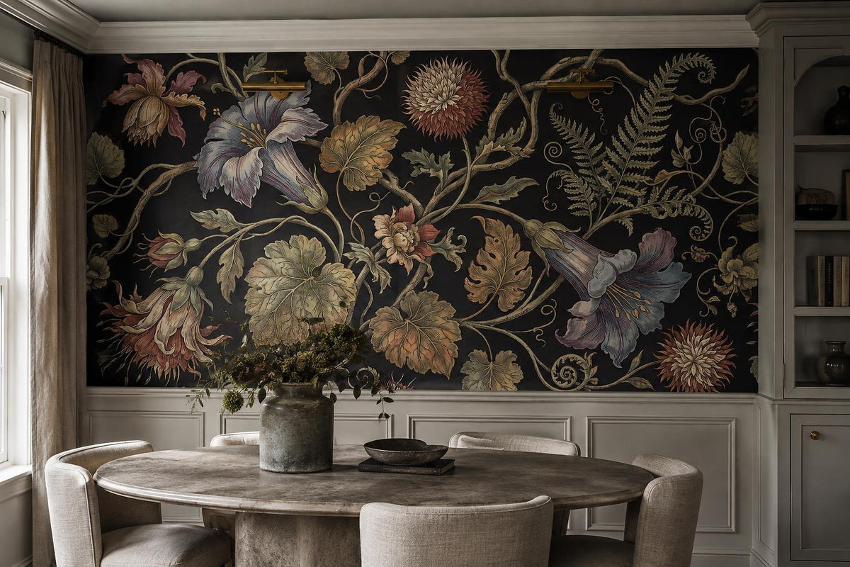custom botanical neutral dining room self adhesive removable non woven vinyl wal scene