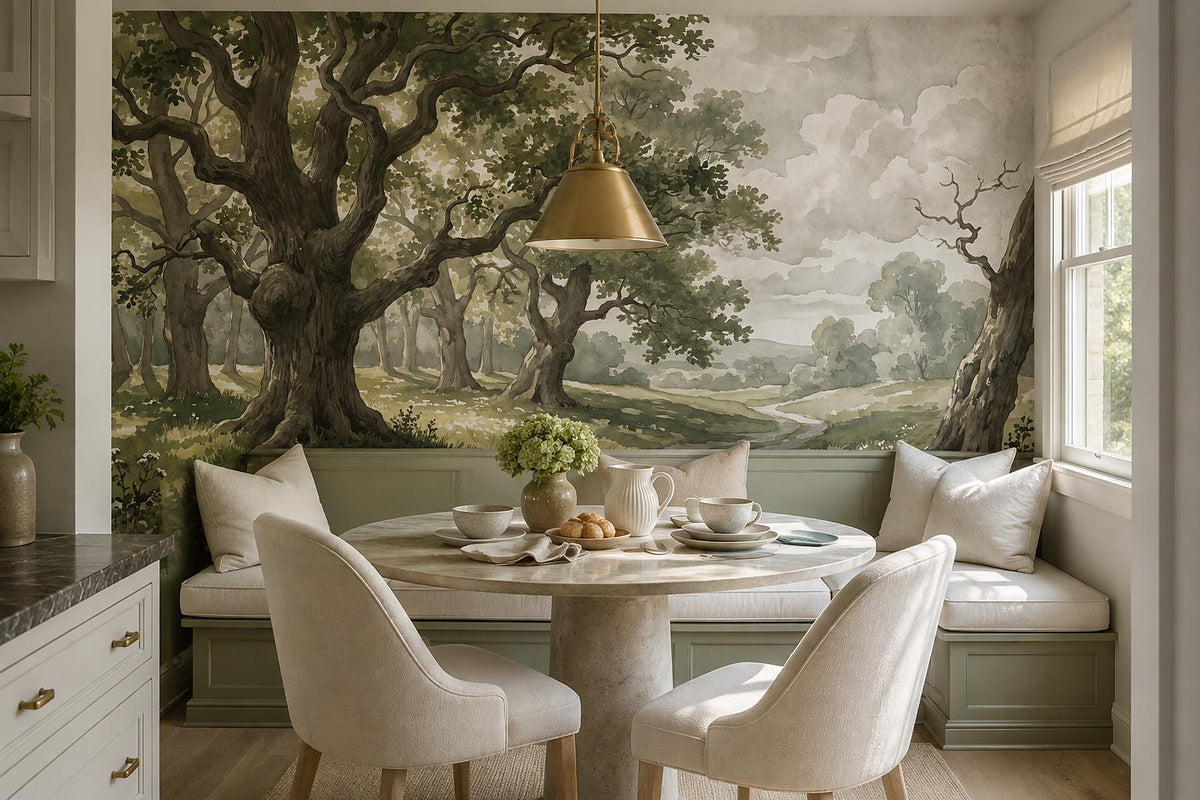 custom botanical neutral dining room self adhesive removable non woven vinyl wal scene