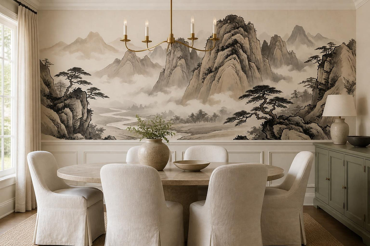 custom botanical neutral dining room self adhesive removable non woven vinyl wal scene