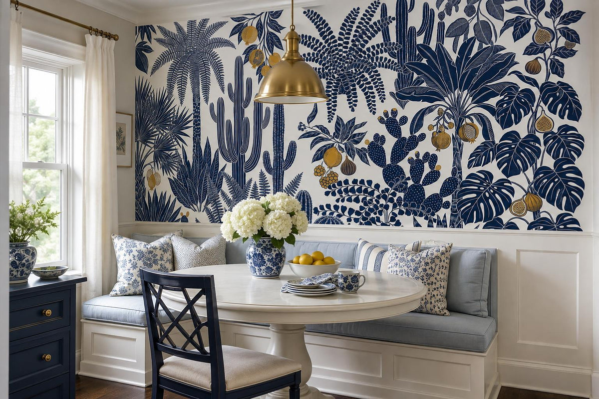 custom botanical neutral dining room self adhesive removable non woven vinyl wal scene