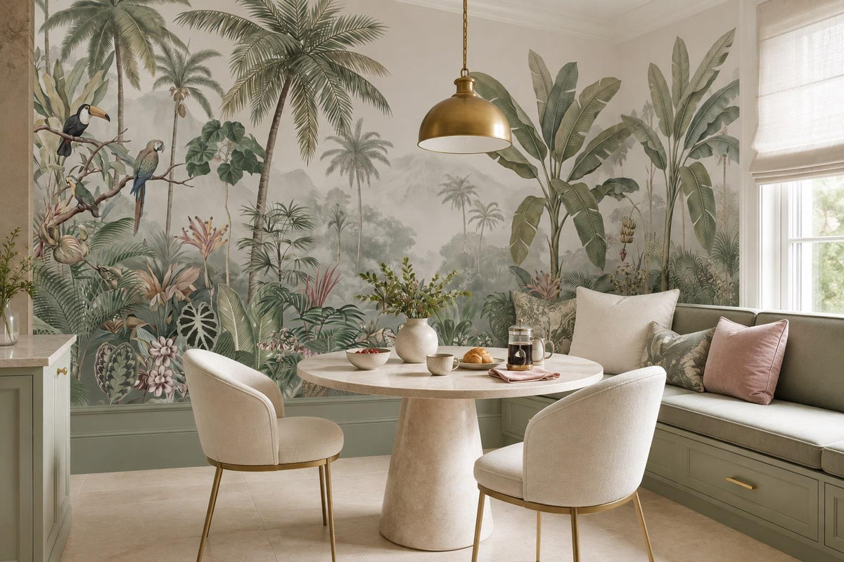 custom botanical neutral dining room self adhesive removable non woven vinyl wal scene