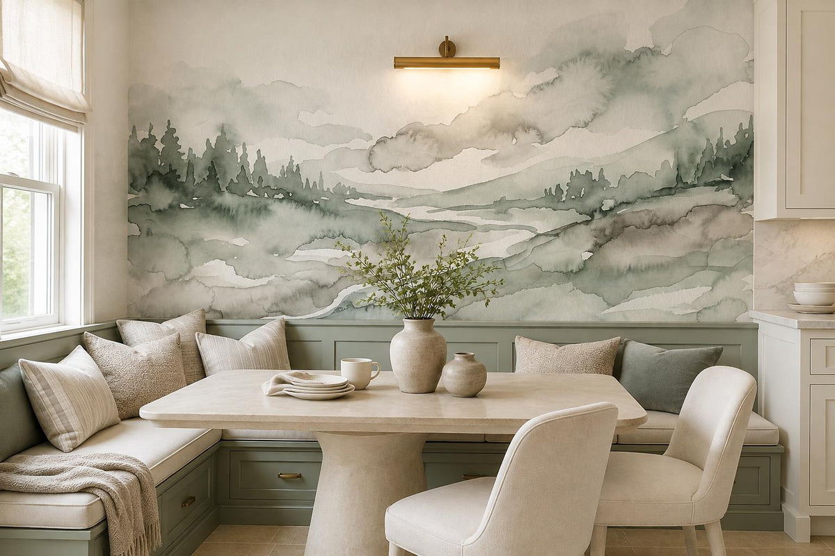 custom botanical neutral dining room self adhesive removable non woven vinyl wal scene