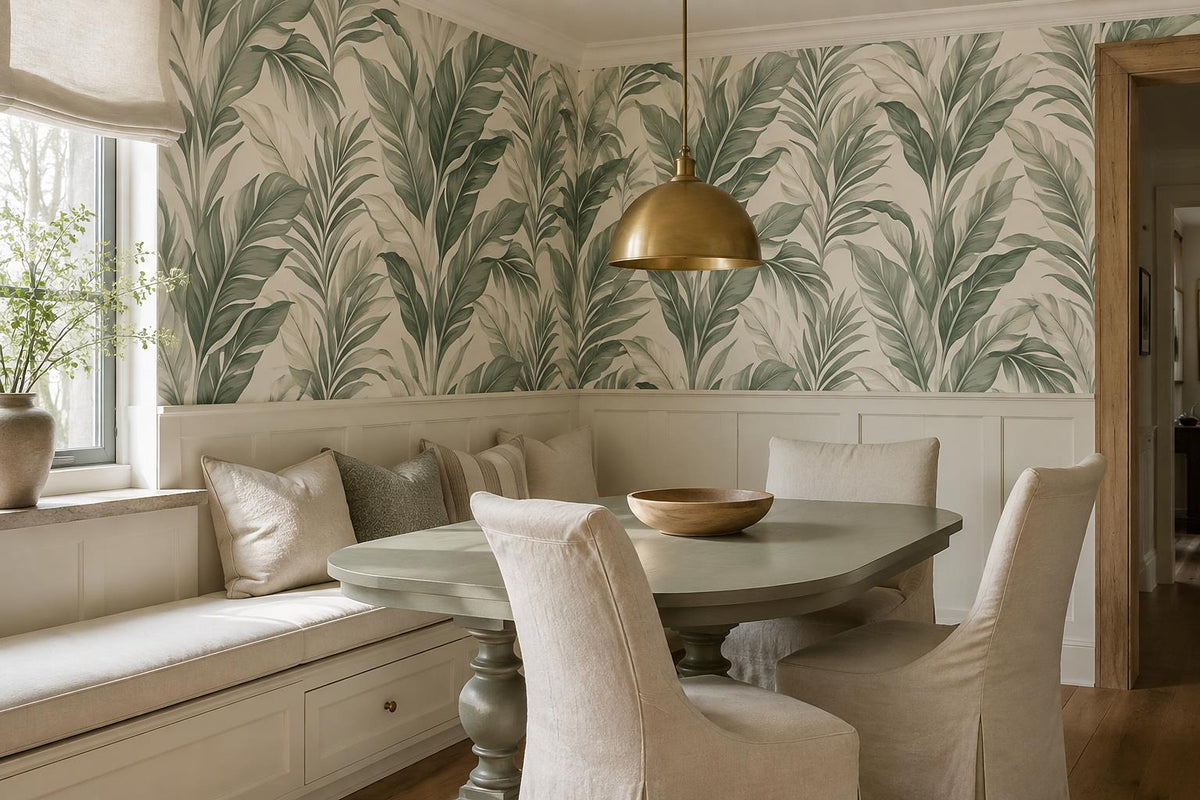 custom botanical neutral dining room self adhesive removable non woven vinyl wal scene