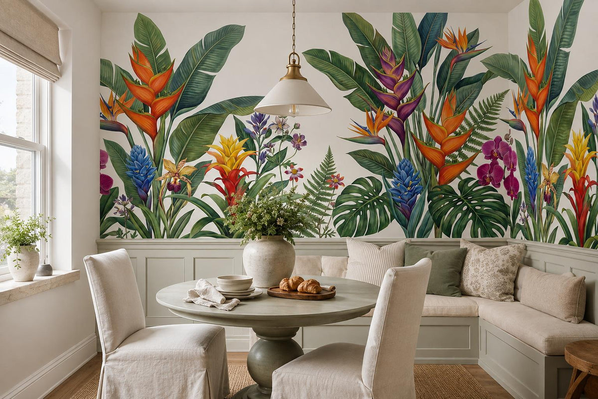 custom botanical neutral dining room self adhesive removable non woven vinyl wal scene