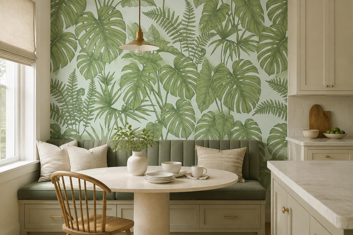 custom botanical neutral dining room self adhesive removable non woven vinyl wal scene