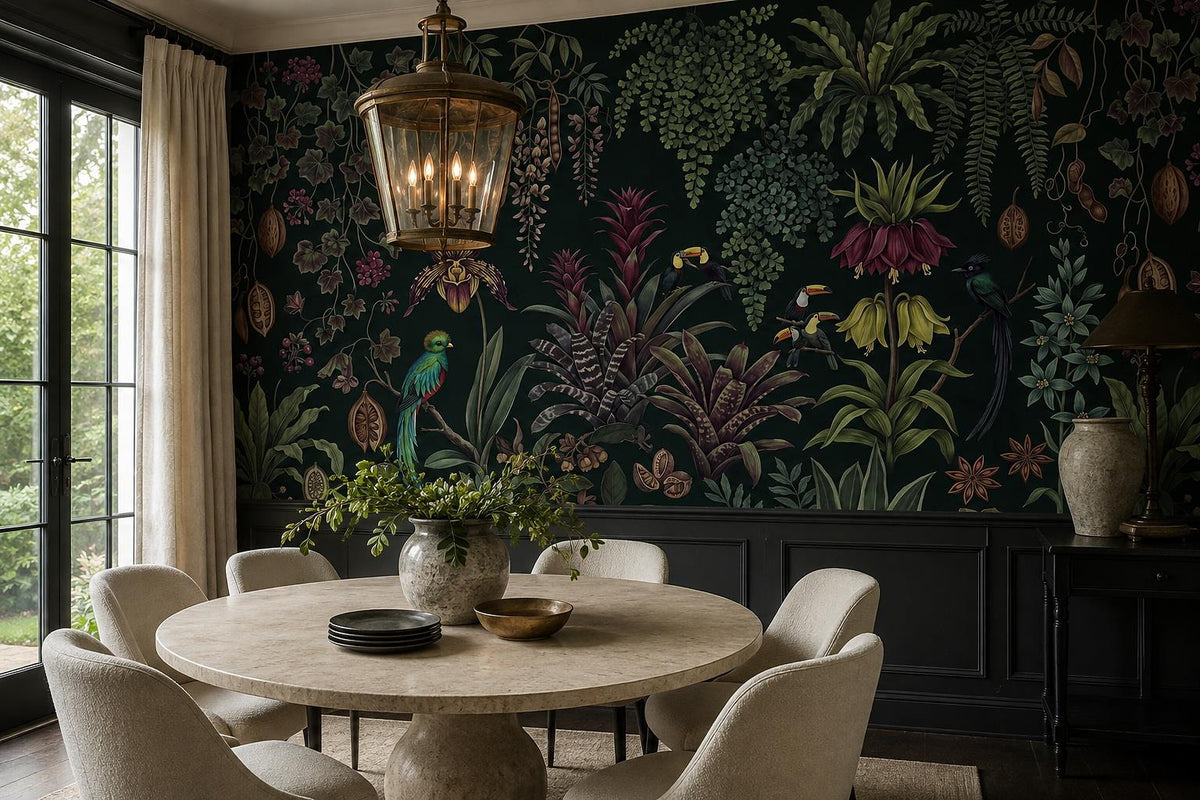 custom botanical neutral dining room self adhesive removable non woven vinyl wal scene