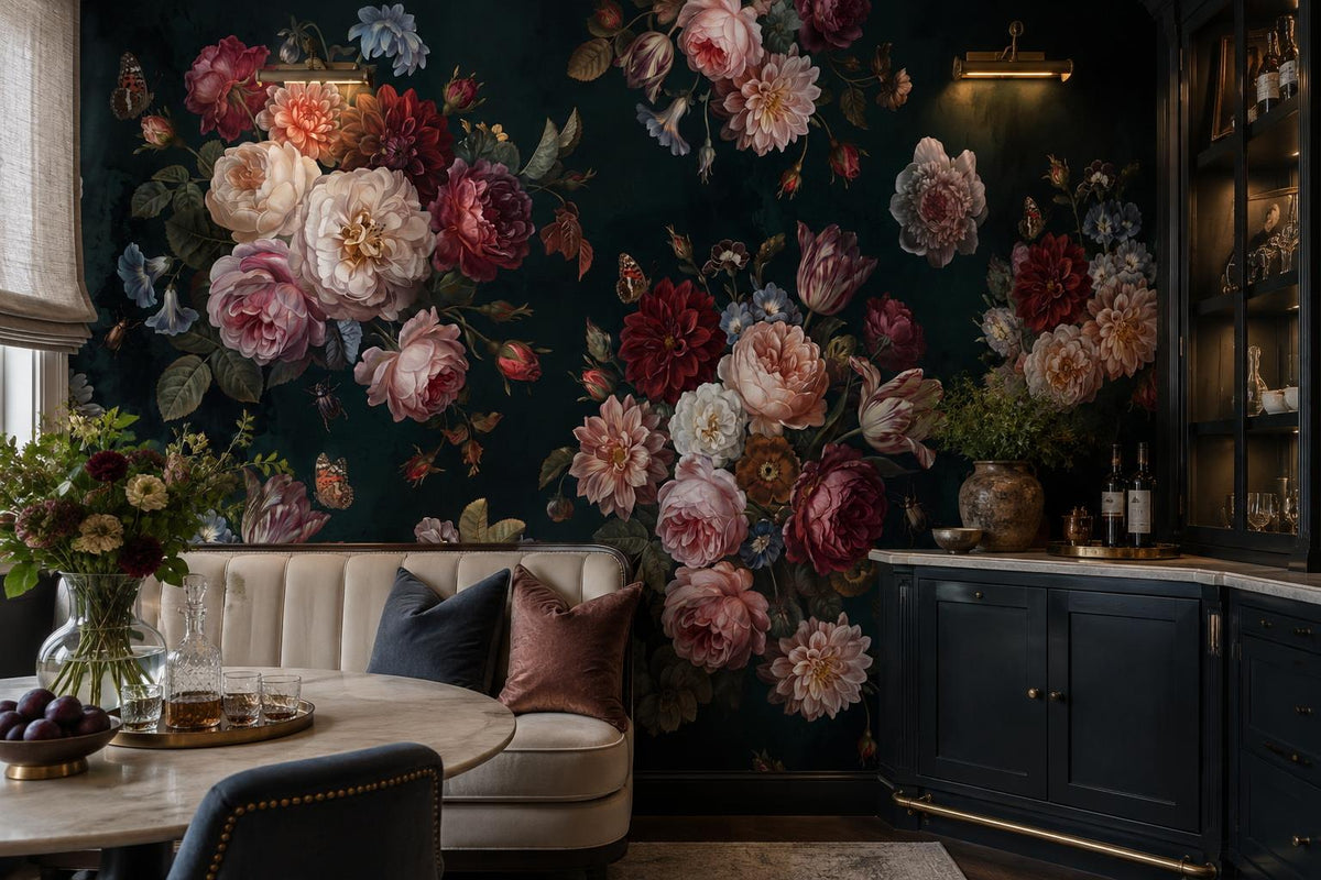 custom botanical neutral dining room self adhesive removable non woven vinyl wal scene