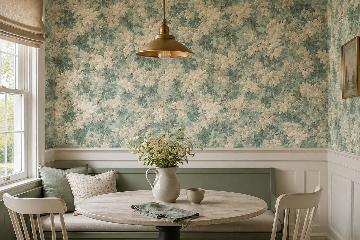 custom botanical neutral dining room self adhesive removable non woven vinyl wal scene